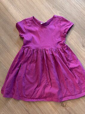 Hanna Andersson purple short sleeve DRESS girls 110 cm 5